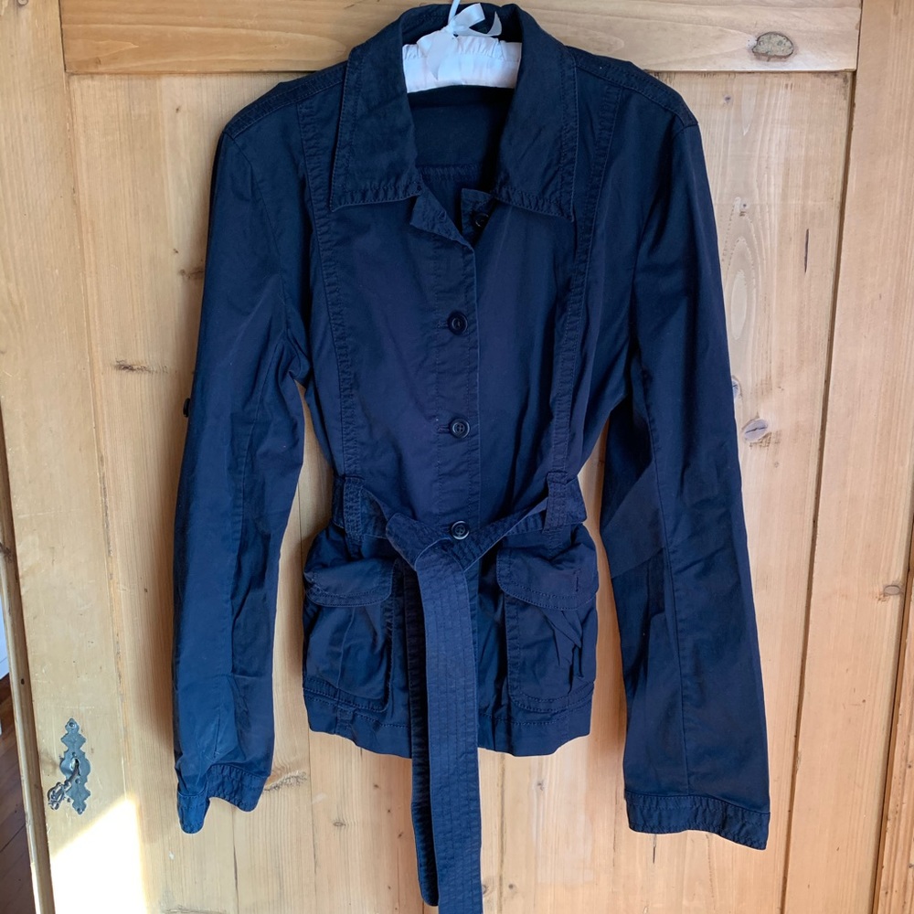 J Crew Belted Jacket Navy Blue size 12